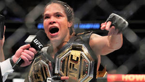 Amanda Nunes Yells At Mic Wallpaper