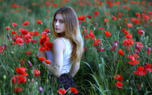 Amateur Model Gathering Red Flowers Wallpaper