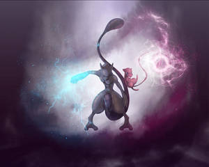 Amazing Mew And Mewtwo Fanart Wallpaper