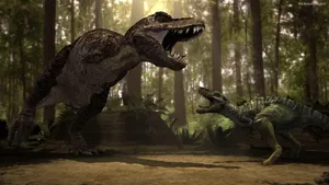Amazing Sight Of A Cool Dinosaur Against A Stunning Blue Sky Wallpaper