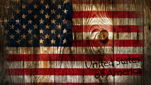 American Flag On Wooden Wall Wallpaper