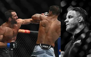 American Mma Fighter Luke Rockhold And Referee Marc Goddard Illustration Wallpaper