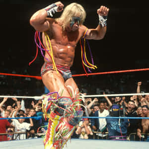 American Professional Wwf Wrestler Ultimate Warrior Retro Full Shot Wallpaper