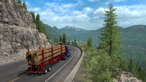 American Truck Simulator Mountain Side Road Wallpaper