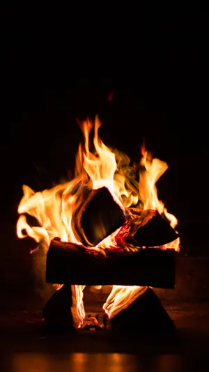 Amoled Flaming Logs Wallpaper