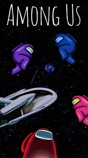 Among Us Cool Crewmates In Space Wallpaper