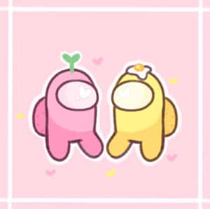 Among Us Cute Lover Pink Wallpaper