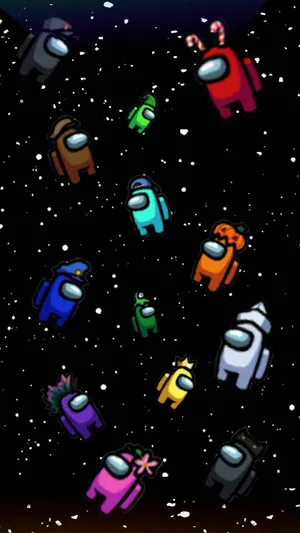 Among Us Galaxy Colorful Characters Portrait Wallpaper