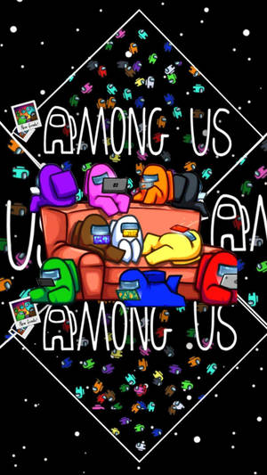 Among Us Game Crewmates With Tablets Wallpaper