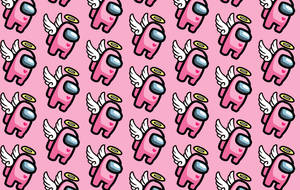 Among Us Pink Angel Desktop Background Wallpaper