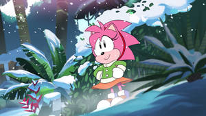 Amy Rose At Snowy Jungle Wallpaper