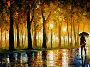 An Abstract Oil Painting Of An Unfinished, But Beautiful, Landscape Wallpaper