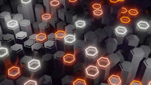 An Abstract Pattern Of Interlocking Hexagons In Contrasting Colors Wallpaper