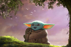 An Adorable Aesthetic Featuring Baby Yoda Wallpaper