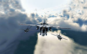 An Aerial View Of Modern Military Jets. Wallpaper