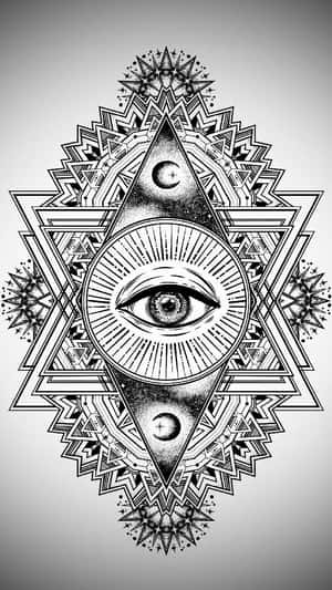 An All Seeing Eye In A Geometric Pattern Wallpaper