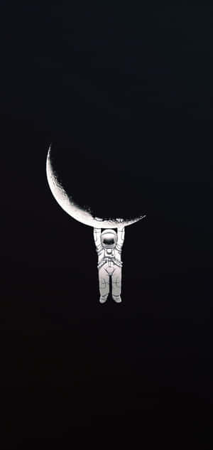 An Astronaut Is Holding A Moon In His Hands Wallpaper