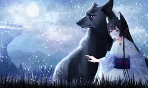 An Elegant White Wolf Wallpaper