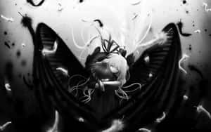 An Emo Anime Boy Stands With His Head Bowed. Wallpaper