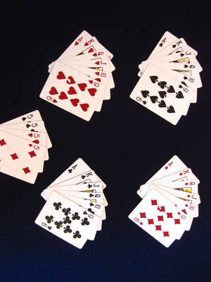 An Engaging Round Of Euchre With A Full Set Of Playing Cards On A Classy Green Felt Table. Wallpaper