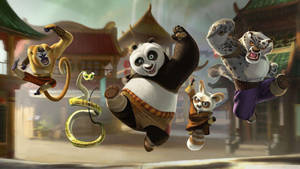 An Epic Confrontation In Kung Fu Panda - Master Shifu, Tai Lung And Po Wallpaper