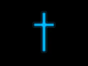 An Illuminated Cross Illuminated In Neon Colors Wallpaper