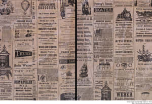 An Old Vintage Newspaper Open To The Front Page. Wallpaper