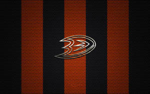 Anaheim Ducks Logo On Mesh Background Wallpaper