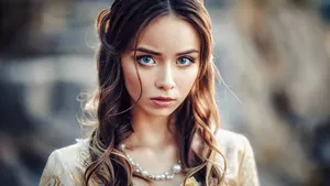 Anastasia Vishnevskaya Blue Eyed Women Wallpaper