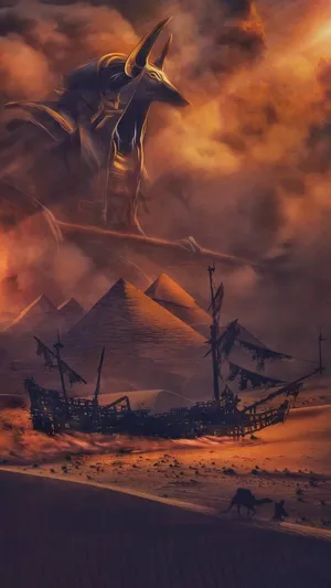 Ancient Egyptian Gods Horus And Anubis Wallpaper