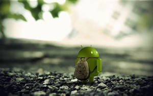 Android Robot With Bag Wallpaper