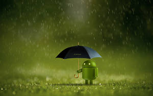 Android With Umbrella Wallpaper