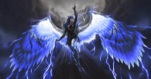 Angel Girl With Blue Wings Wallpaper