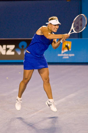 Angelique Kerber In An All Blue Outfit Wallpaper