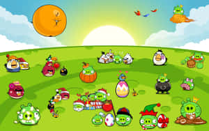 Angry Birds Characters Celebration Wallpaper