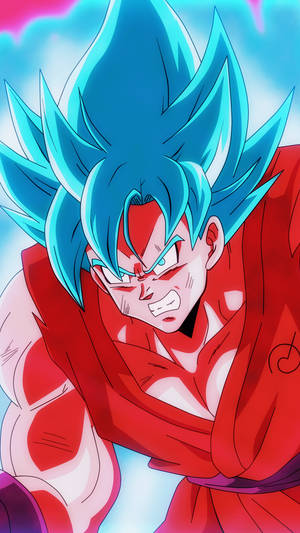 Angry Blue Hair Saiyan Son Goku Iphone Wallpaper