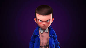 Angry Eleven Cartoon Stranger Things 4k Wallpaper