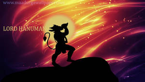 Angry Hanuman Black Outline Wallpaper