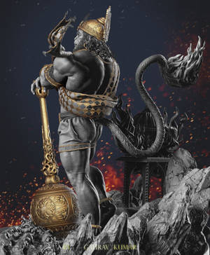 Angry Hanuman With Tail Wallpaper