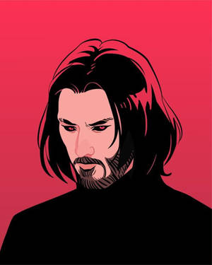 Angry Keanu Reeves Minimalist Unique Cool Pfp Fanart Wallpaper