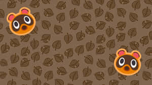 Animal Crossing Leaf Patternand Characters Wallpaper