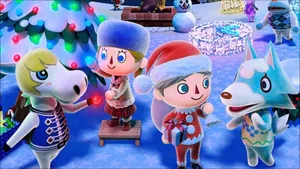 Animal Crossing Winter Blue White Wallpaper