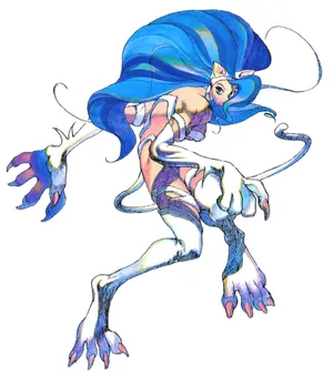 Animated Blue Haired Felicia Wallpaper