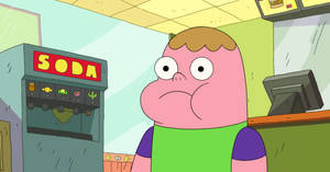 Animated Character Clarence Standing Beside A Soda Machine Wallpaper