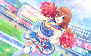 Animated Cheerleader Stadium Performance Wallpaper