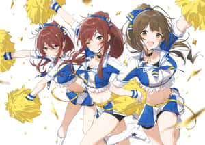 Animated Cheerleaders Joyful Performance Wallpaper