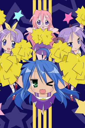 Animated Cheerleading Squad Pose Wallpaper