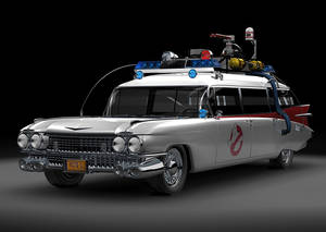 Animated Ghostbusters Ecto-1 Car Wallpaper