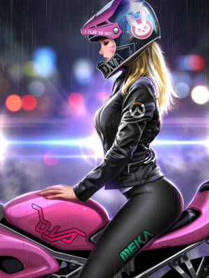 Animated Girl On A Motorbike Wallpaper