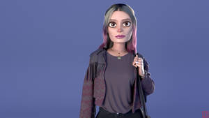 Animated Maeve Wiley In Blue Wallpaper